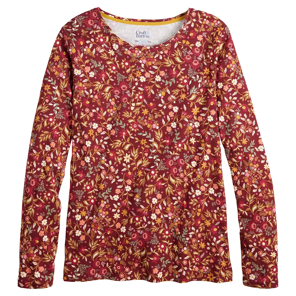 Women's Croft & Barrow® Essential Long-Sleeve Crewneck Tee - Image 5