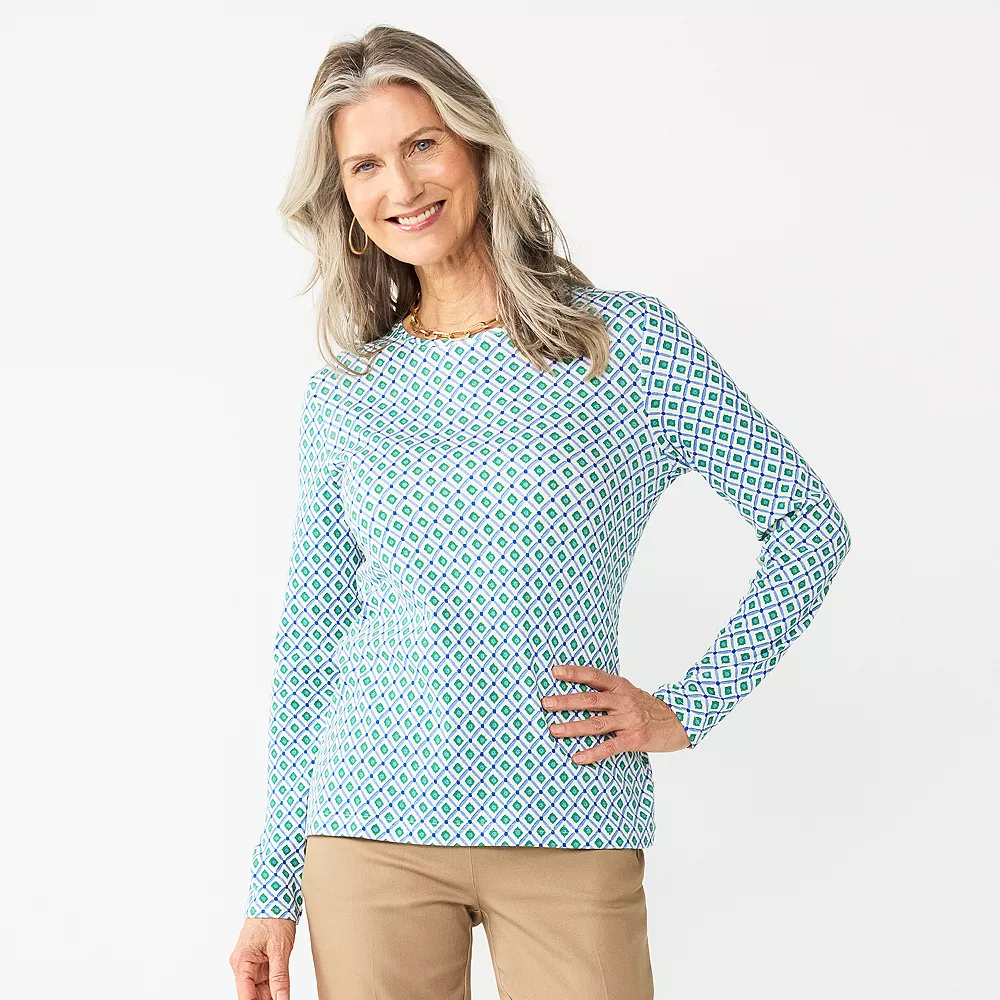 Women's Croft & Barrow® Essential Long-Sleeve Crewneck Tee