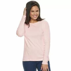 Petite Croft & Barrow® Crewneck Long-Sleeve Tee