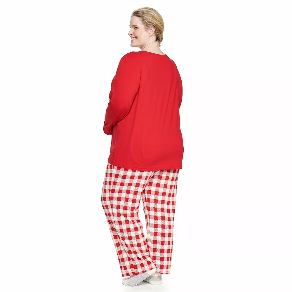 Plus Size Croft & Barrow® Long Sleeve Pajama Top & Pajama Pants Set - Image 2