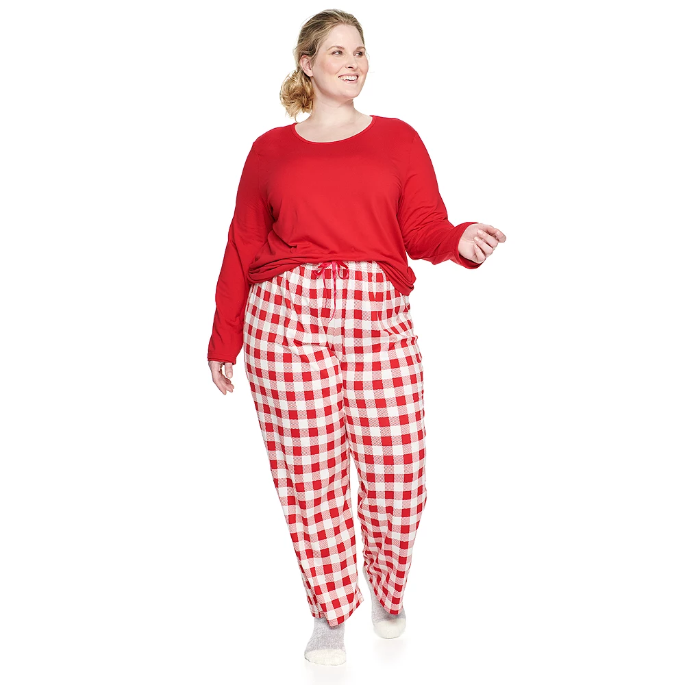 Plus Size Croft & Barrow® Long Sleeve Pajama Top & Pajama Pants Set - Image 3