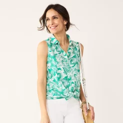 Women's Croft & Barrow® Sleeveless Linen Blend Shirt