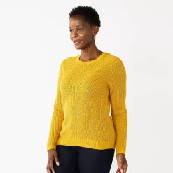 Women's Croft & Barrow® Crewneck Cable Sweater
