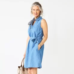 Women's Croft & Barrow® Sleeveless Chambray Shirtdress