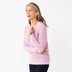 Petite Croft & Barrow® Crewneck Cable Sweater