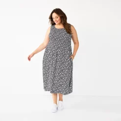 Plus Size Croft & Barrow® Smocked Swing Midi Dress