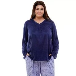 Plus Size Croft & Barrow® Whisperluxe Long Sleeve Pajama Top