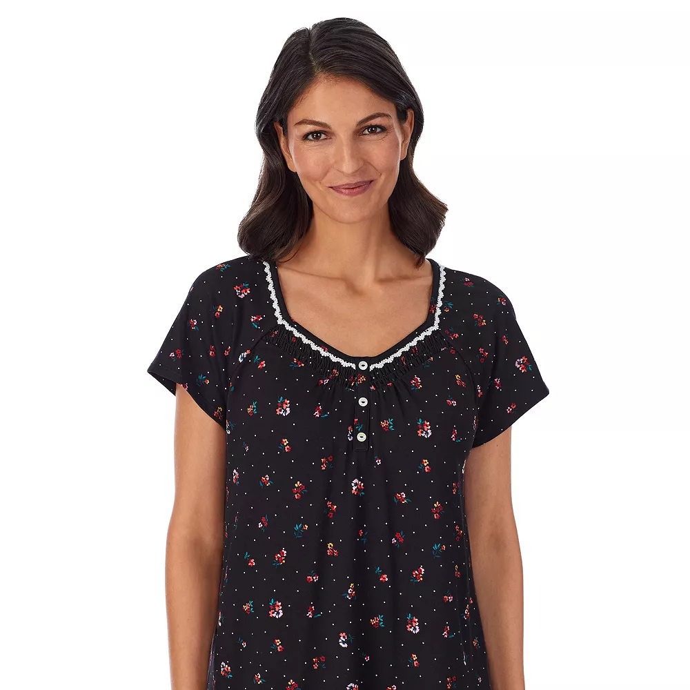 Women's Croft & Barrow® Cozy Short Sleeve Smocked Nightgown - Image 3