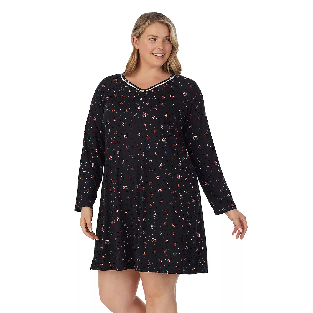 Plus Size Croft & Barrow® Cozy Long Sleeve Smocked Nightgown - Image 3