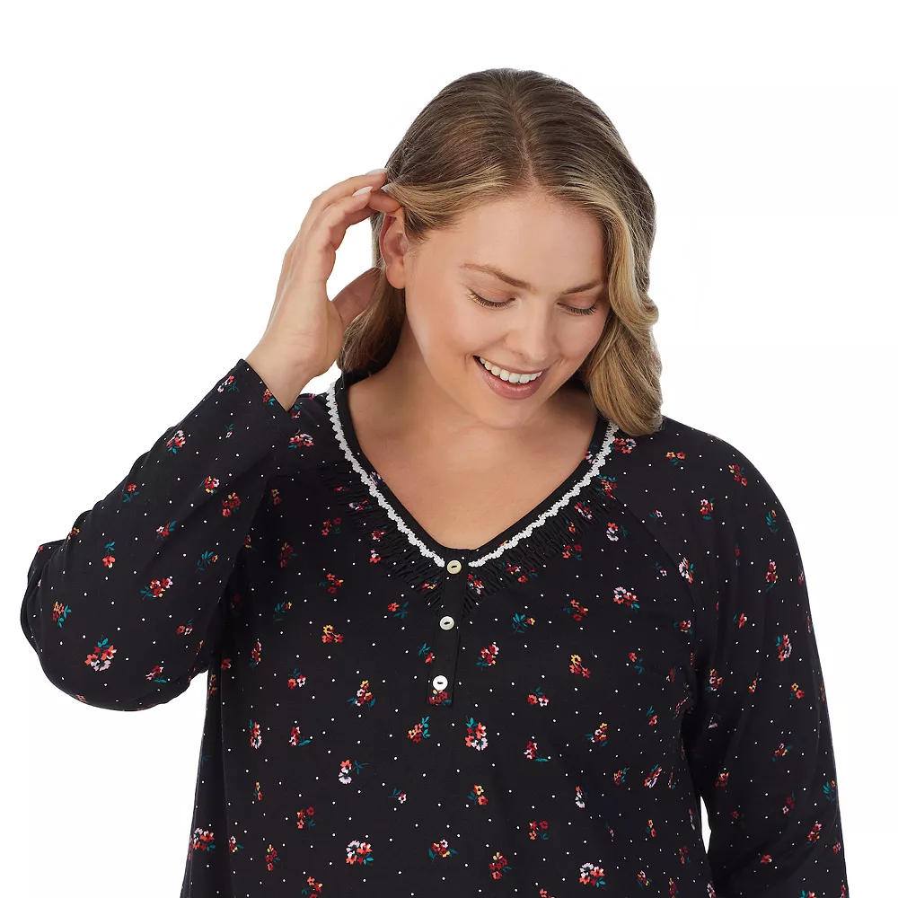 Plus Size Croft & Barrow® Cozy Long Sleeve Smocked Nightgown - Image 5