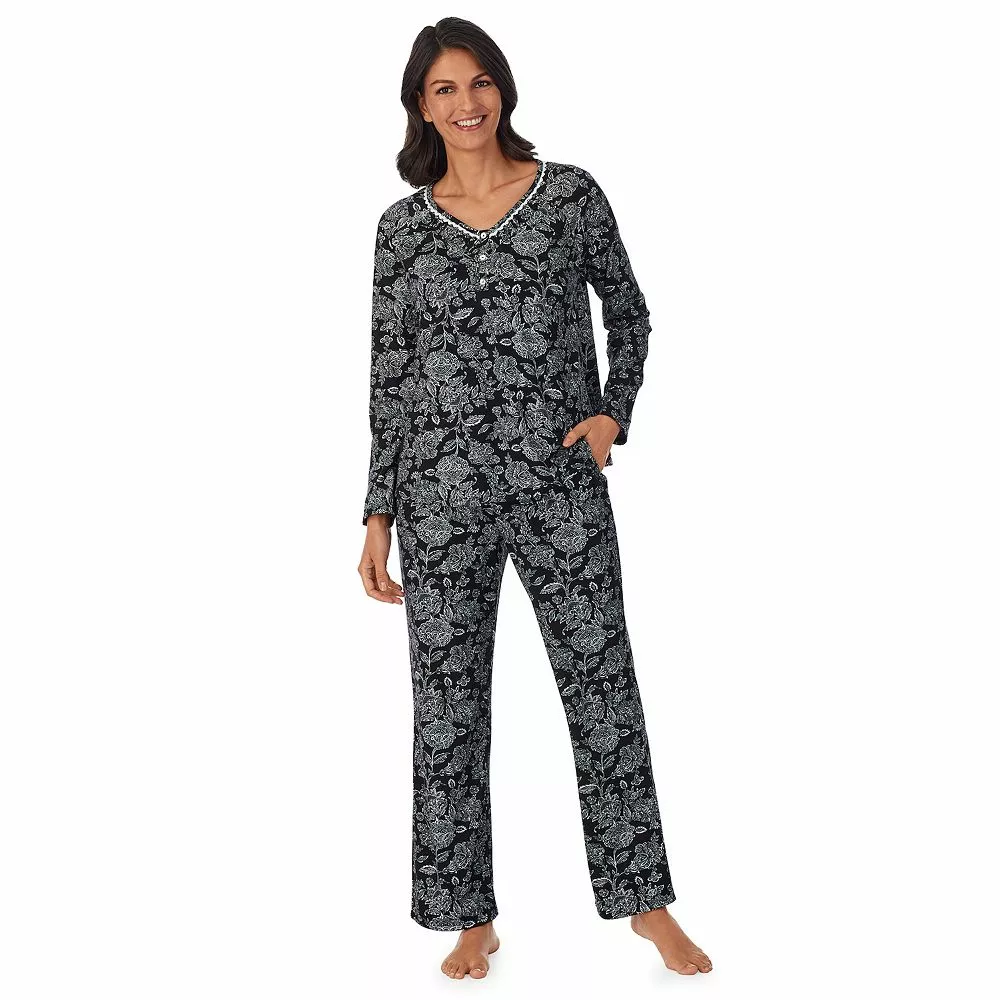 Women's Croft & Barrow® Cozy Long Sleeve Pajama Top & Pajama Pants Sleep Set