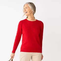 Petite Croft & Barrow® Puff Sleeve Bobble Sweater
