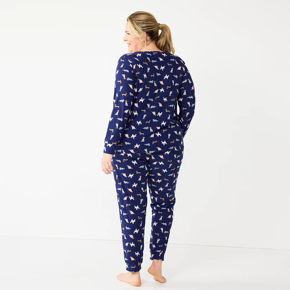 Plus Size Croft & Barrow® Long Sleeve Pajama Top & Pajama Pants Sleep Set - Image 2