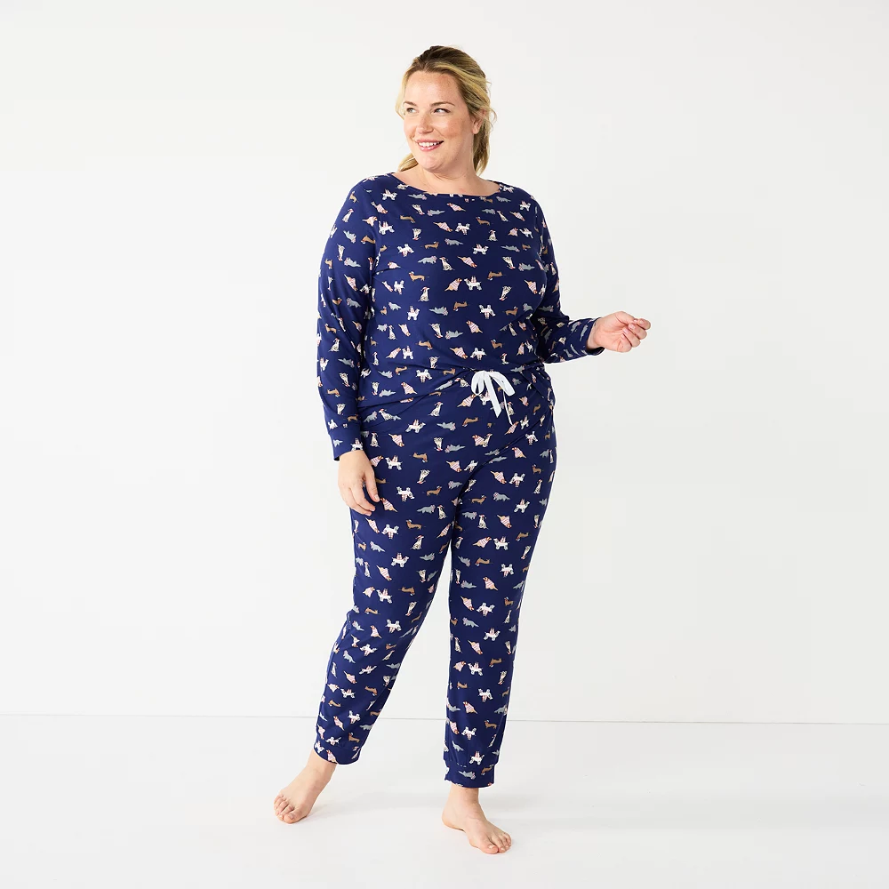 Plus Size Croft & Barrow® Long Sleeve Pajama Top & Pajama Pants Sleep Set - Image 3
