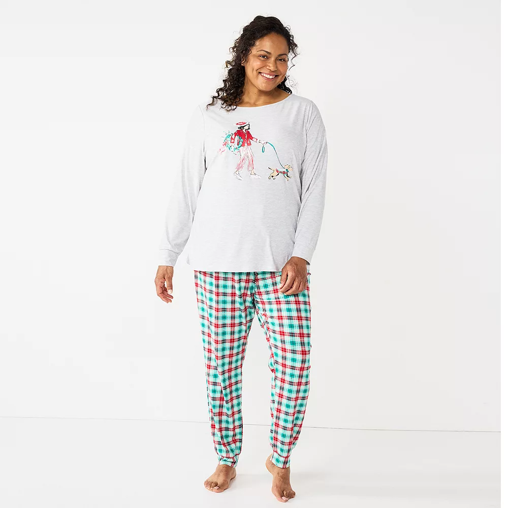 Plus Size Croft & Barrow® Long Sleeve Pajama Top & Pajama Pants Sleep Set