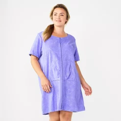 Plus Size Croft & Barrow® Short Sleeve French Terry Zip Robe